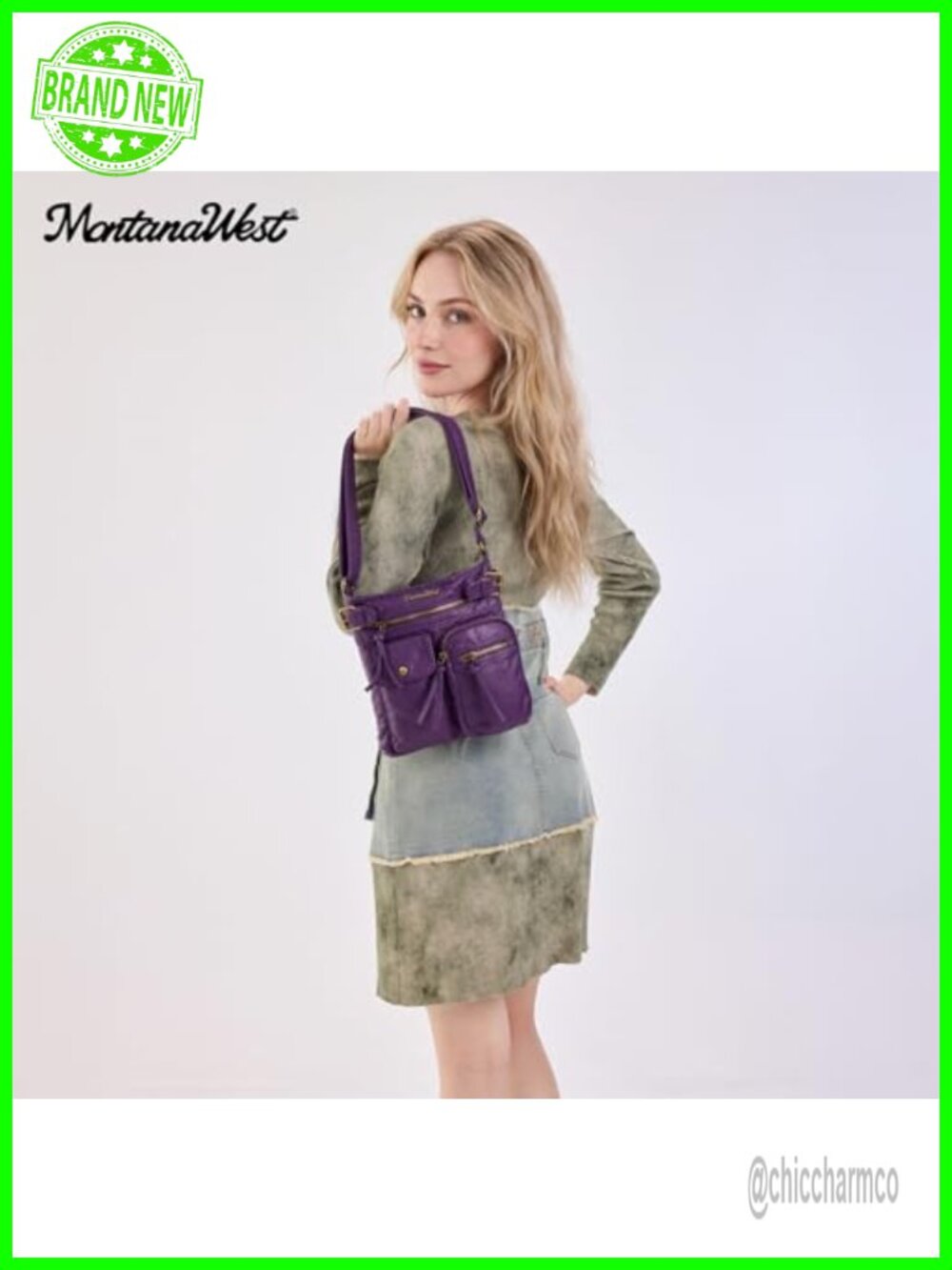 Washed PU Leather Crossbody Bag Multi Pocket Adjustable Strap Western - Picture 3 of 6